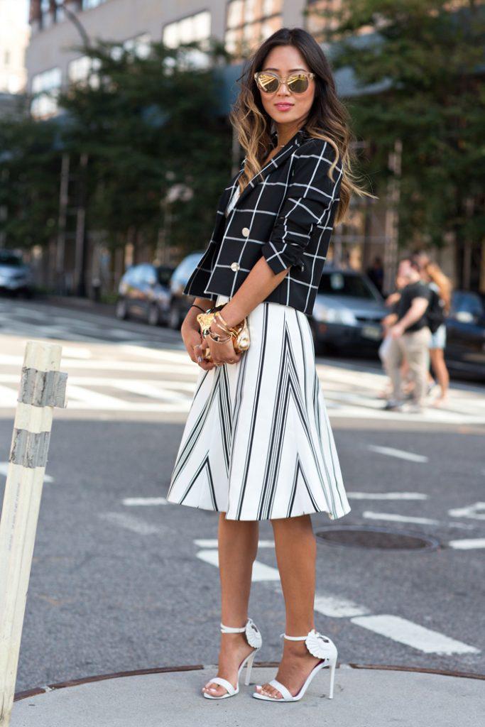 song-of-style-checked-blazer-stripe-skirt-wing-heels